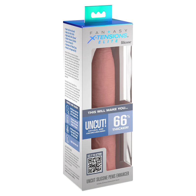 Fantasy X-tensions Elite Uncut 7 in. Open-Ended Silicone Enhancement Sleeve-Pinkfoxxx