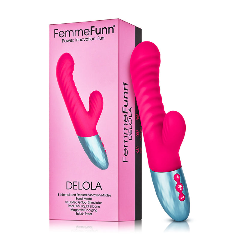 FemmeFunn Delola Rechargeable Silicone Dual Stimulation G-Spot Vibrator-Pinkfoxxx