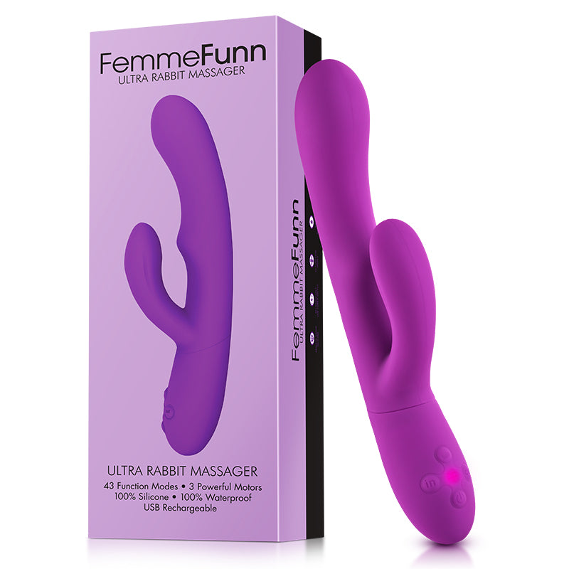 FemmeFunn Ultra Rabbit Rechargeable Silicone Dual Stimulation Vibrator-Pinkfoxxx