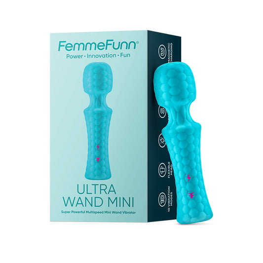 FemmeFunn Ultra Wand Mini Rechargeable Flexible Textured Silicone Vibrator-Pinkfoxxx