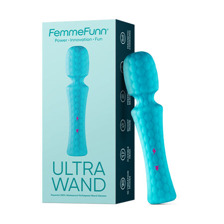 FemmeFunn Ultra Wand Rechargeable Flexible Textured Silicone Vibrator-Pinkfoxxx
