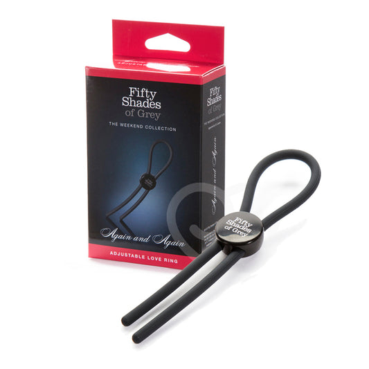 Fifty Shades of Grey Weekend Collection Again and Again Adjustable Silicone Love Ring Black-Pinkfoxxx