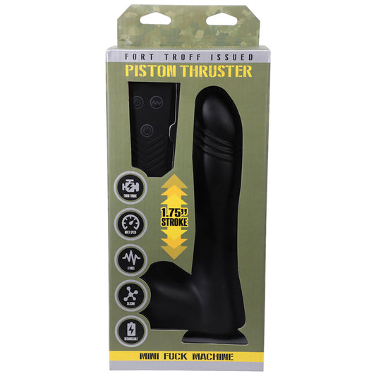 Fort Troff Piston Thruster Mini Fuck Machine Rechargeable Remote-Controlled Silicone 8.5 in. Thrusting Dildo Black-Pinkfoxxx