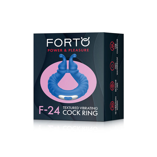 Forto F-24 Rechargeable Silicone Textured Vibrating Cockring-Pinkfoxxx