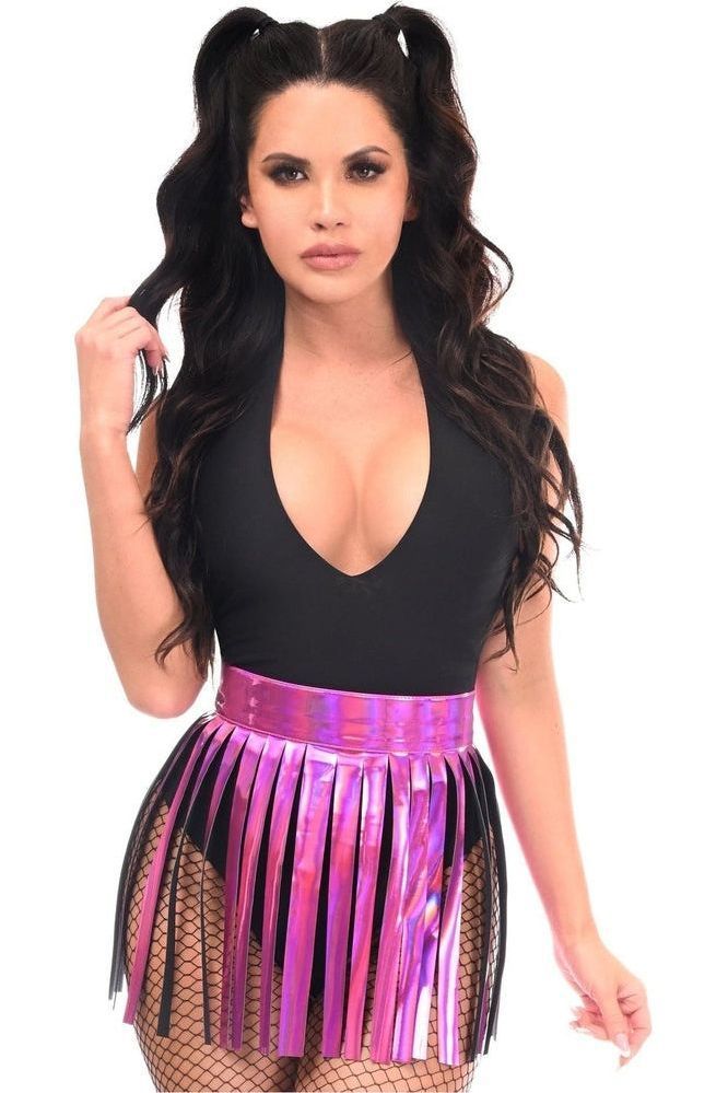Fuchsia Holo Fringe Skirt