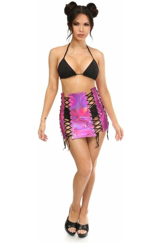 Fuchsia Holo Lace-Up Skirt