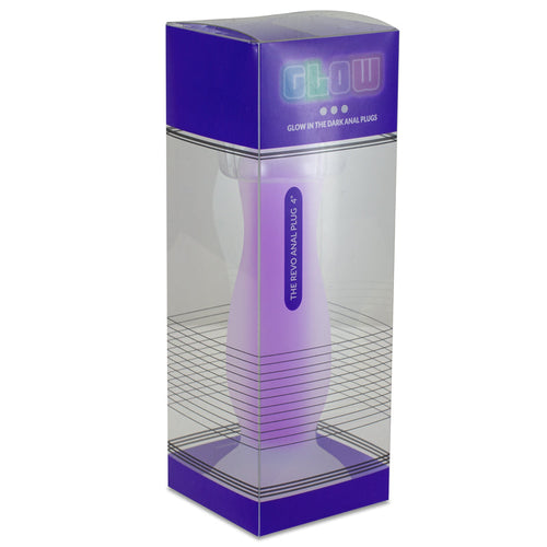 GLOW REVO SILICONE GID BUTT PLUGS 4IN PURPLE - FRGLOW008041