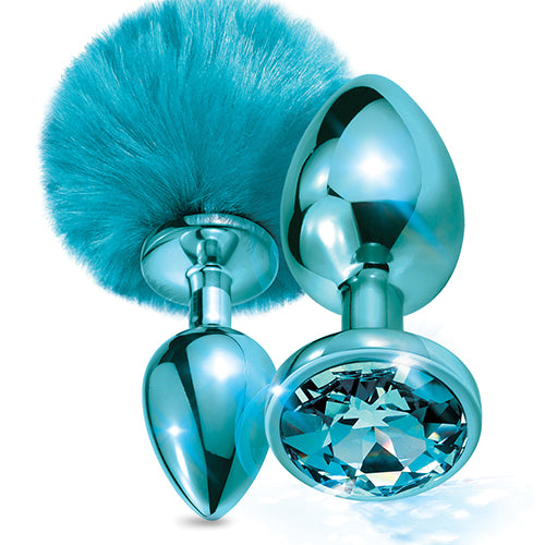 NIXIE METAL BUTT PLUG SET POM POM & JEWEL BLUE METALLIC - GN1000315