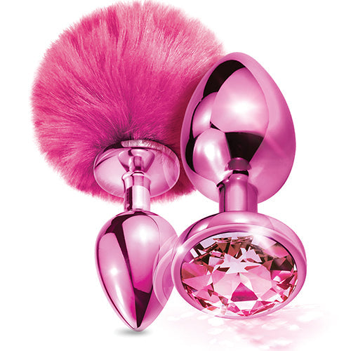 NIXIE METAL BUTT PLUG SET POM POM & JEWEL PINK METALLIC - GN1000317