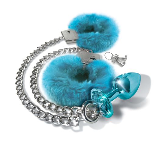 NIXIE METAL PLUG & FURRY CUFF SET BLUE METALLIC - GN1000321