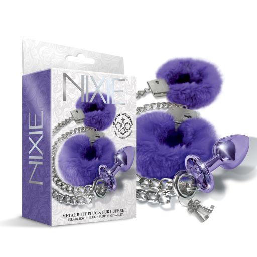 NIXIE METAL PLUG & FURRY CUFF SET PURPLE METALLIC - GN1000322