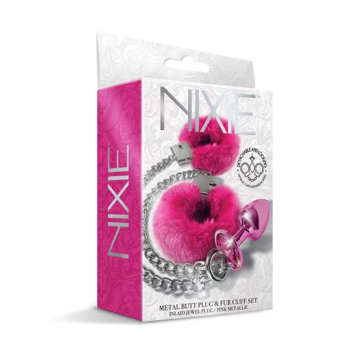 NIXIE METAL PLUG & FURRY CUFF SET PINK METALLIC - GN1000323