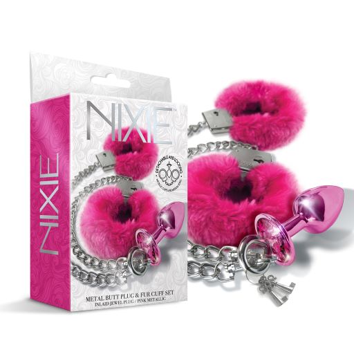 NIXIE METAL PLUG & FURRY CUFF SET PINK METALLIC - GN1000323