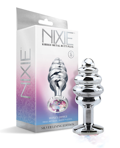 NIXIE HONEY DIPPER SMALL RIBBED STAINLESS STEEL PLUG - GN1000328
