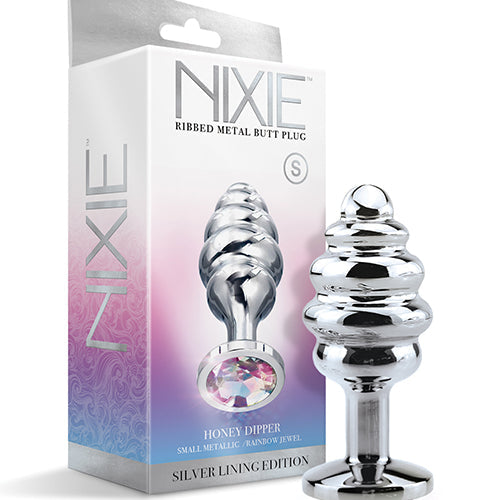 NIXIE HONEY DIPPER SMALL RIBBED STAINLESS STEEL PLUG - GN1000328