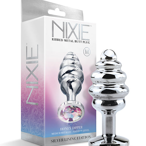 NIXIE HONEY DIPPER MEDIUM RIBBED STAINLESS STEEL PLUG - GN1000329