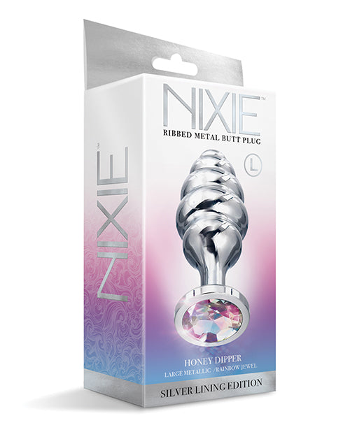 NIXIE HONEY DIPPER LARGE RIBBED STAINLESS STEEL PLUG - GN1000330