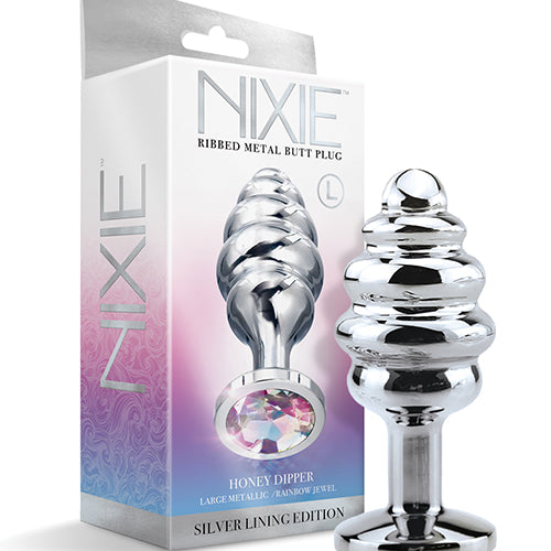 NIXIE HONEY DIPPER LARGE RIBBED STAINLESS STEEL PLUG - GN1000330