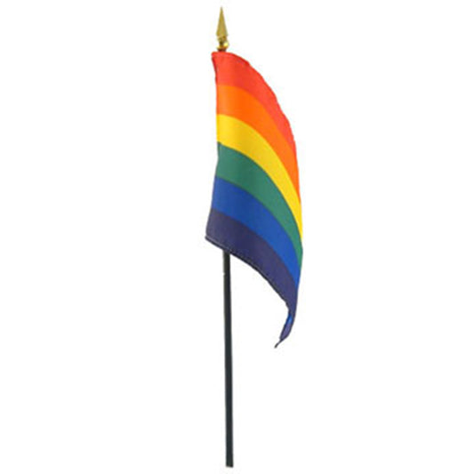 Gaysentials Rainbow Stick Flag 4in x 6in-Pinkfoxxx