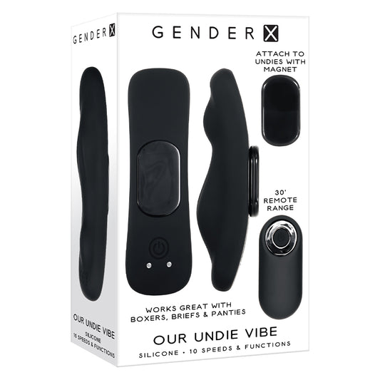 Gender X Our Undie Vibe Rechargeable Remote-Controlled Magnetic Silicone Underwear Vibrator Black-Pinkfoxxx