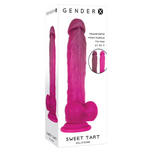 Gender X Sweet Tart Color-Changing 8.25 in. Realistic Silicone Dildo With Balls Burgundy/Pink-Pinkfoxxx