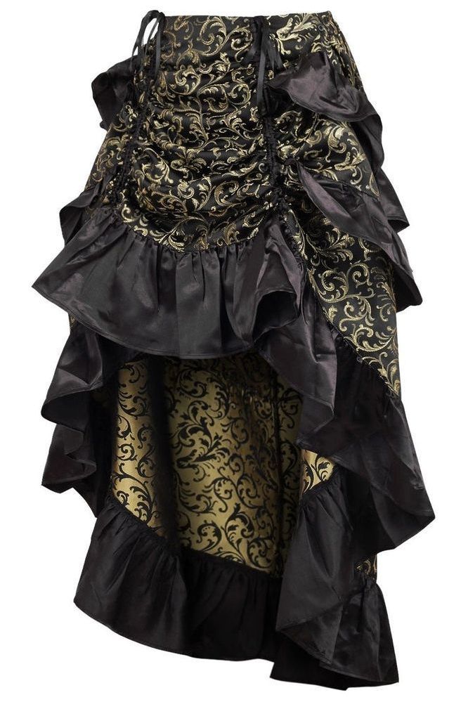 Gold/Black Brocade Adjustable High Low Bustle Skirt
