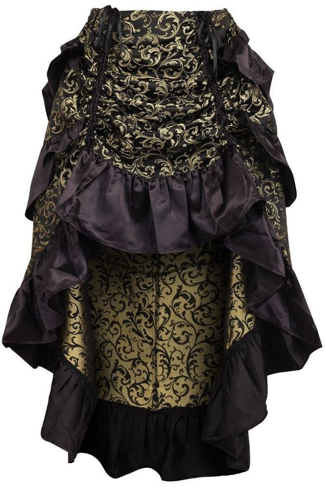 Gold/Black Brocade Adjustable High Low Bustle Skirt