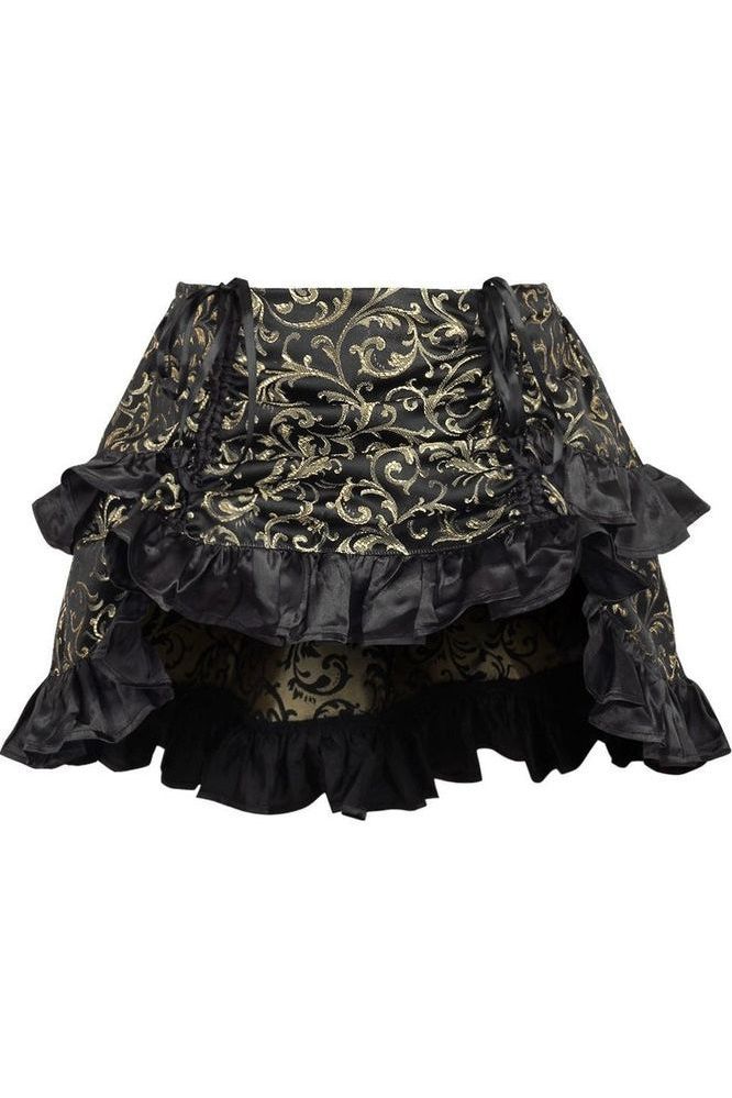 Gold/Black Brocade Ruched Bustle Skirt