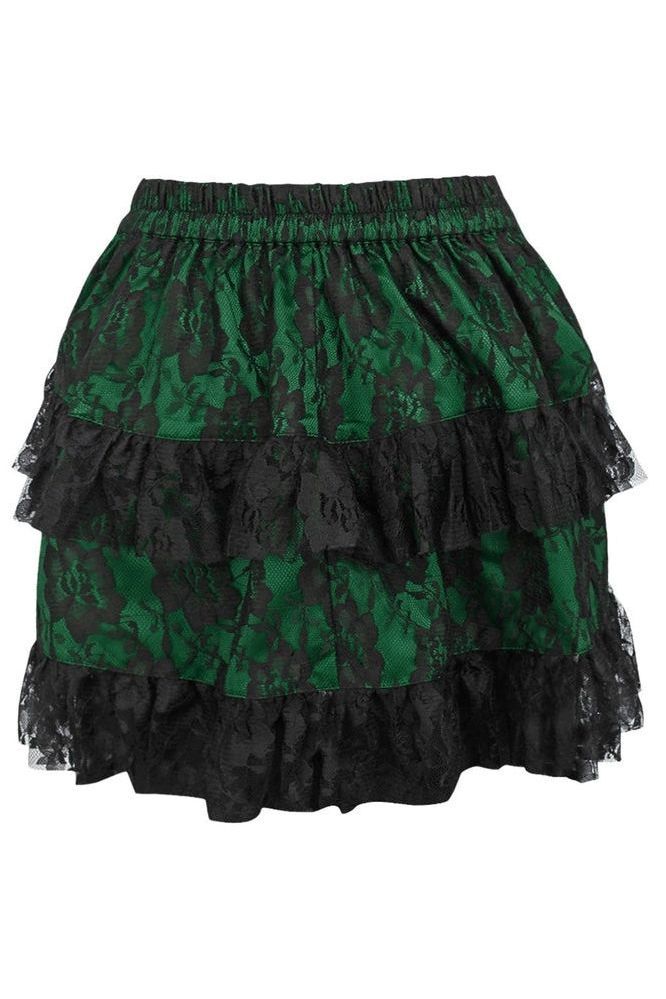 Green/Black Lace Ruched Bustle Skirt