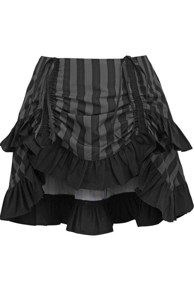 Grey/Black Striped Ruched Bustle Skirt