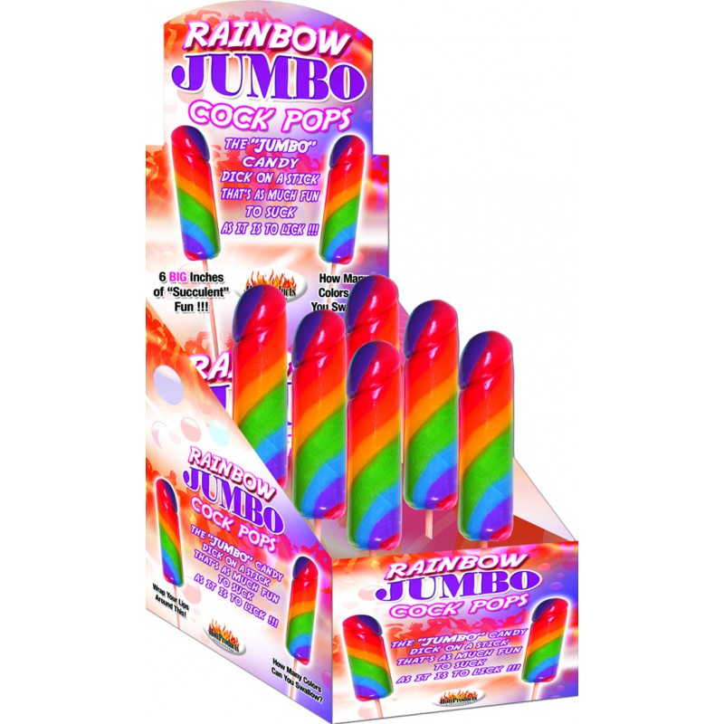 JUMBO RAINBOW COCK POPS 6PC DISPLAY
