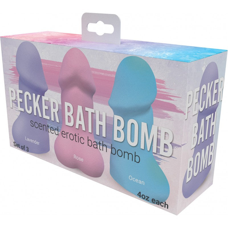 PECKER BATH BOMB 3PK SCENTED LAVENDER ROSE & OCEAN