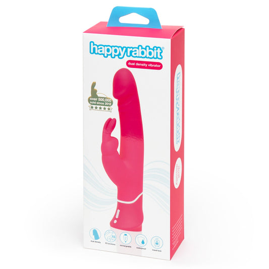 Happy Rabbit Dual Density Rechargeable Silicone Rabbit Vibrator Pink-Pinkfoxxx