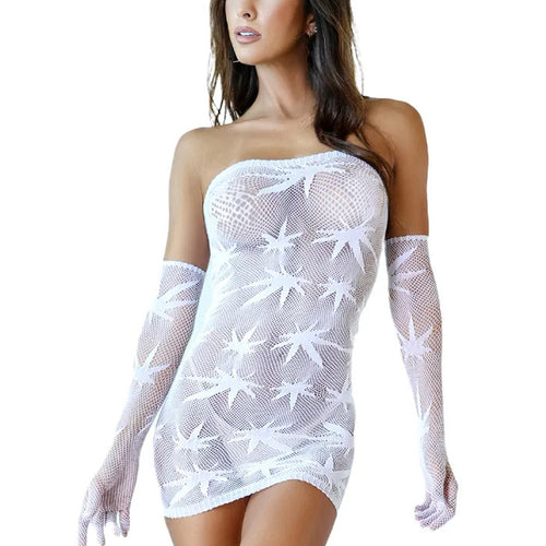 SHEER KEYHOLE MINI DRESS WHITE - SAVSD106W