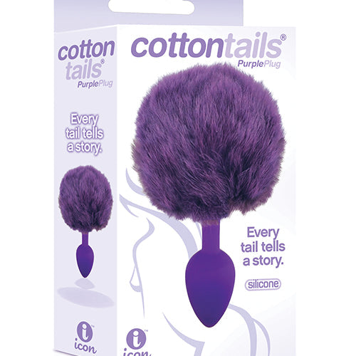 THE 9'S COTTONTAILS SILICONE BUNNY TAIL BUTT PLUG PURPLE - IB26422