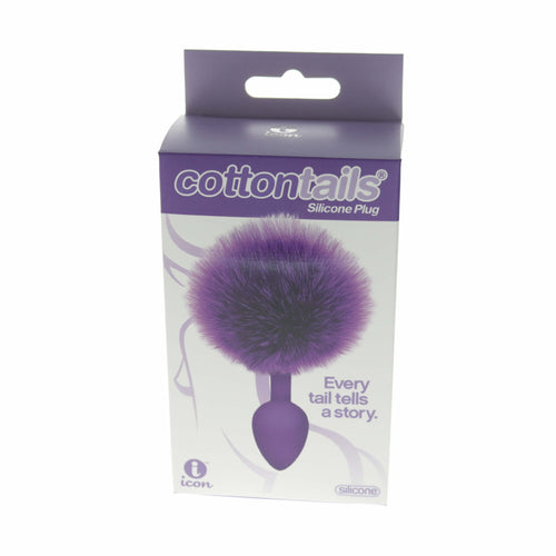 THE 9'S COTTONTAILS SILICONE BUNNY TAIL BUTT PLUG PURPLE - IB26422