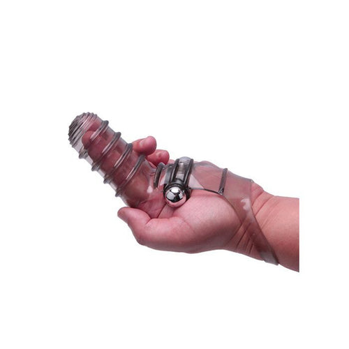 THE 9'S VIBROFINGER RIBBED FINGER MASSAGER GREY - IB2651