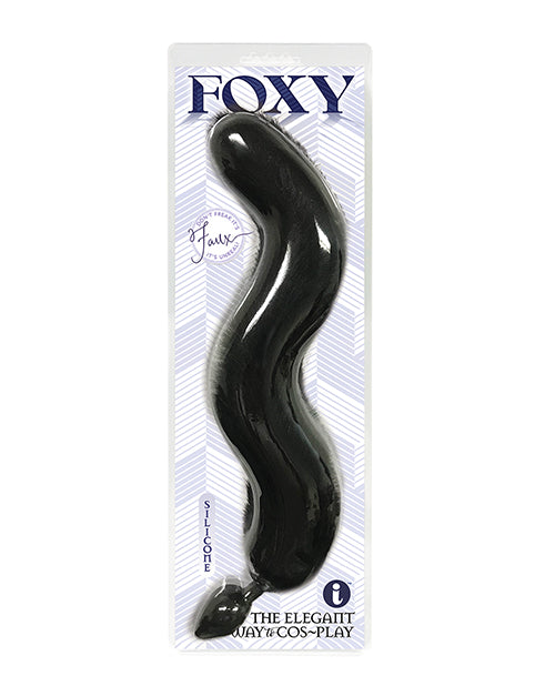 FOXY TAIL SILICONE BUTT PLUG BLACK - IB1402