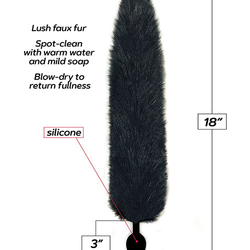 FOXY TAIL SILICONE BUTT PLUG BLACK - IB1402