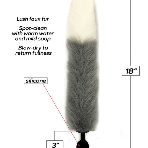 FOXY TAIL SILICONE BUTT PLUG GREY - IB1404