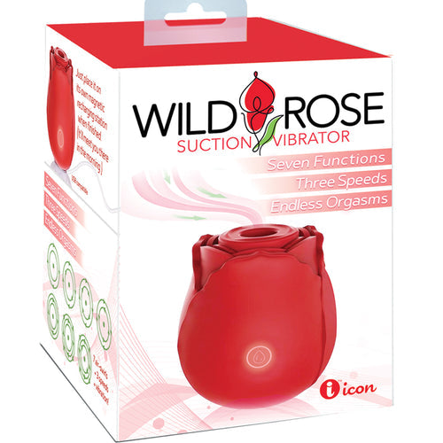 WILD ROSE RECHARGEABLE SILICONE SUCTION VIBRATOR - IB1700