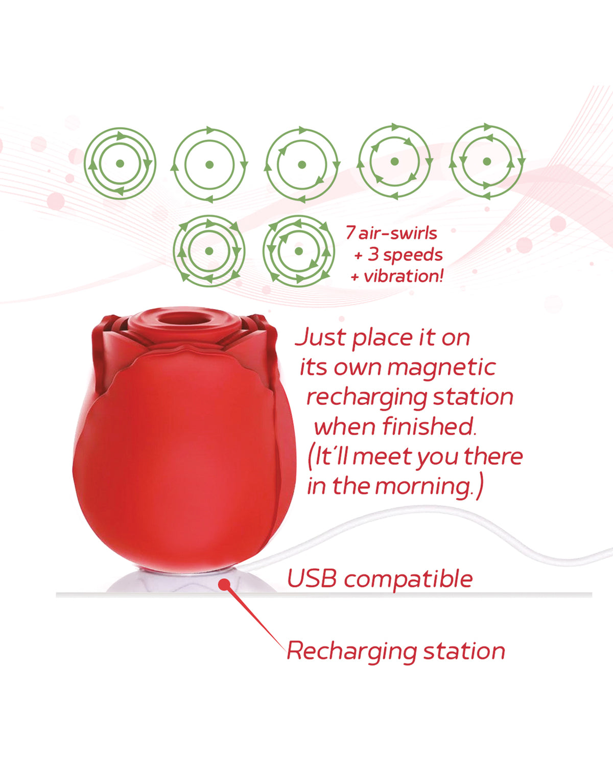 WILD ROSE RECHARGEABLE SILICONE SUCTION VIBRATOR - IB1700