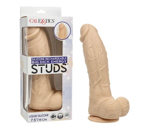 STUDS RECHARGEABLE VIBRATING 9.5 SUCTION CUP DILDO ENERGY IVORY" - SE025720