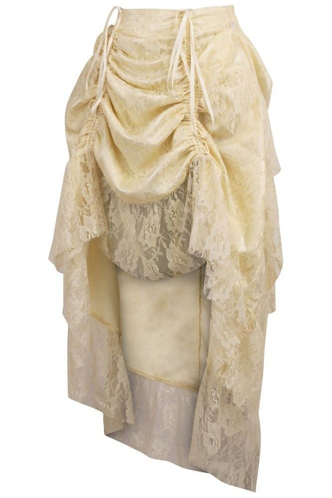 Ivory Lace Adjustable High Low Bustle Skirt