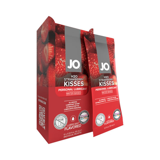 JO H2O Strawberry Kisses Water-Based Personal Lubricant 10 mL Foil 12-Pack-Pinkfoxxx