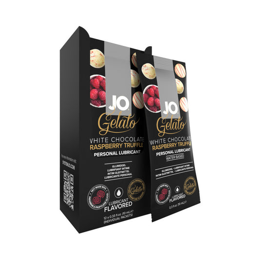 JO H2O White Chocolate Raspberry Lubricant Foils 12-Piece Display 0.34 oz.-Pinkfoxxx