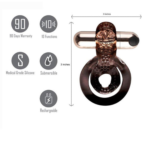 JAYDEN ROSE GOLD RECHARGEABLE VIBRATING ERECTION RING - MTMA1720RG
