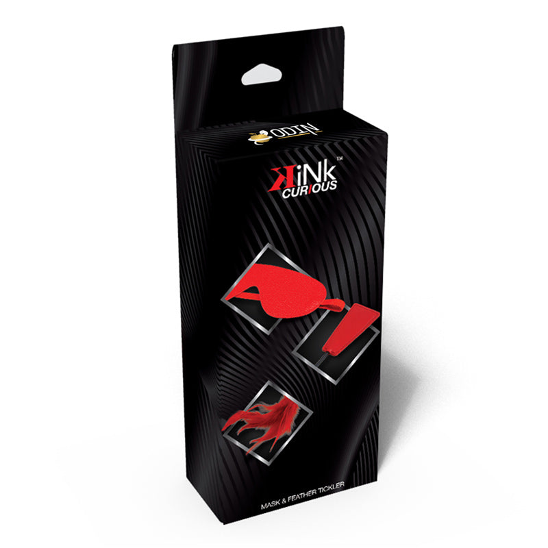 KINK CURIOUS BLACKOUT MASK & FEATHER TICKLER - FRKINK002235