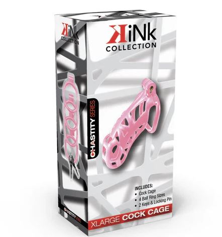 KINK CHASTITY SERIES LOCKING COCK CAGE XL PINK - FRKINK002225