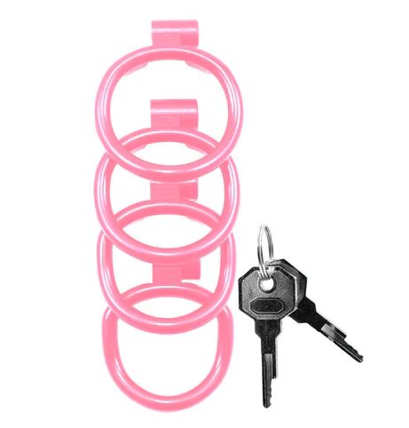 KINK CHASTITY SERIES LOCKING COCK CAGE XL PINK - FRKINK002225